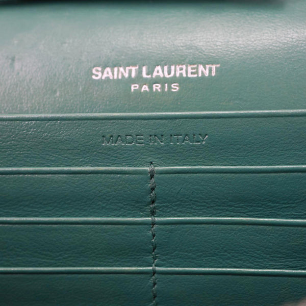 YVES SAINT LAURENT Kate Crocodile Embossed Leather Crossbody Bag Green