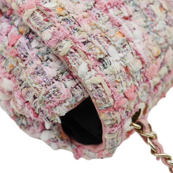 CHANEL Pearl Flap Mini Tweed Top Handle Shoulder Bag Pink