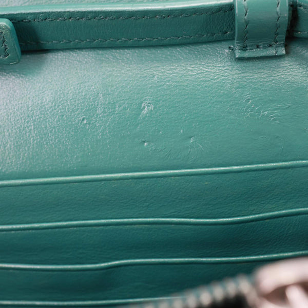 YVES SAINT LAURENT Kate Crocodile Embossed Leather Crossbody Bag Green