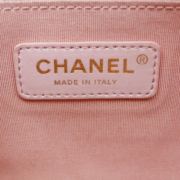 CHANEL Pearl Flap Mini Tweed Top Handle Shoulder Bag Pink