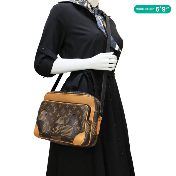 LOUIS VUITTON X Nigo Nil Monogram Ebene Canvas Messenger Bag Brown