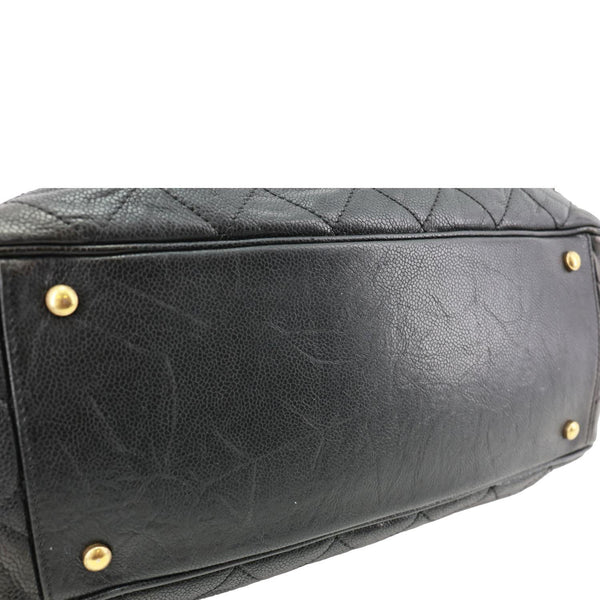 CHANEL Shiva Glazed Quilted Caviar Leather Tote Bag Black