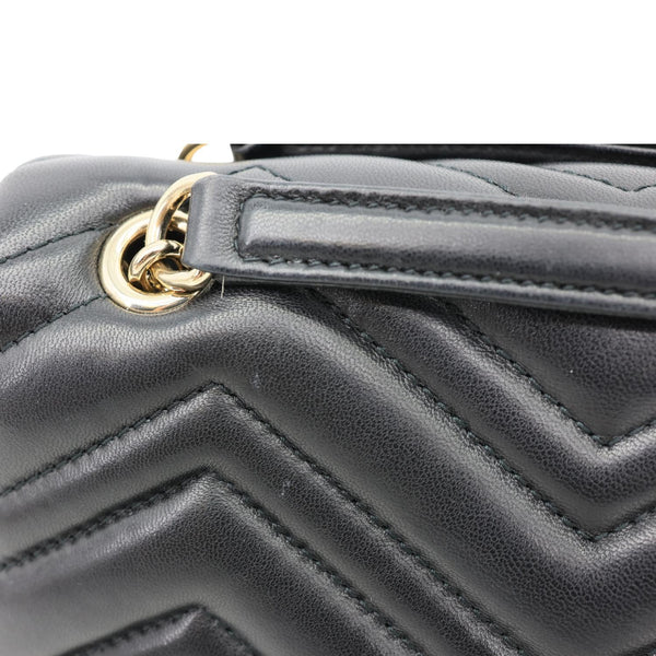 GUCCI GG Marmont Small Matelasse Chevron Leather Shoulder Bag Black 837280