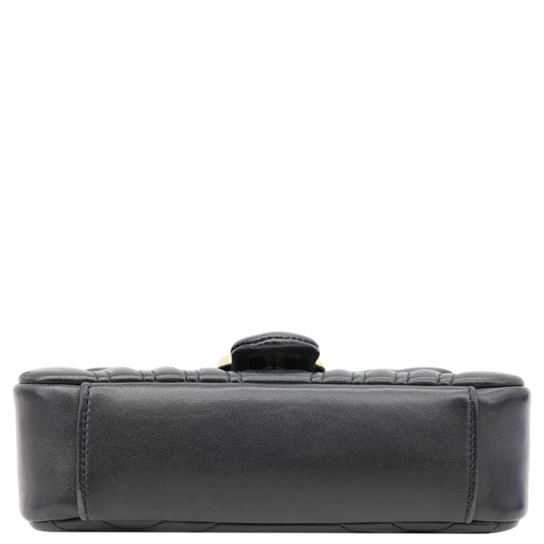 GUCCI GG Marmont Small Matelasse Chevron Leather Shoulder Bag Black 837280