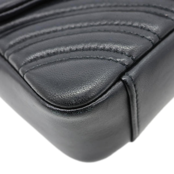 GUCCI GG Marmont Small Matelasse Chevron Leather Shoulder Bag Black 837280