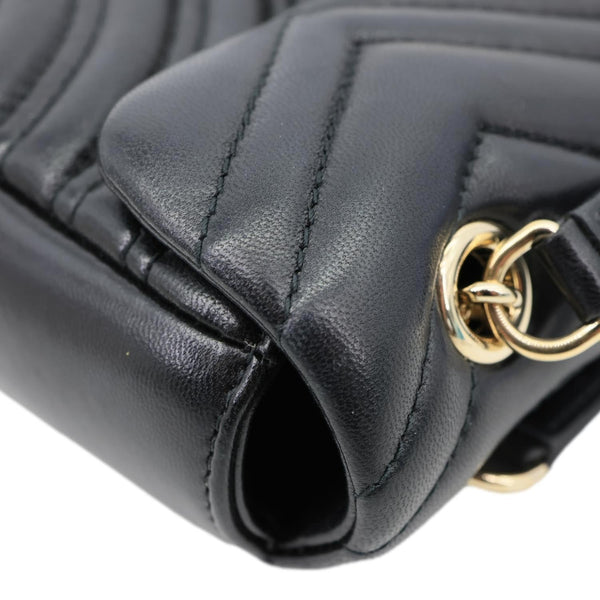 GUCCI GG Marmont Small Matelasse Chevron Leather Shoulder Bag Black 837280