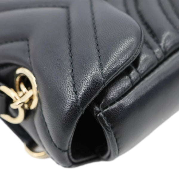 GUCCI GG Marmont Small Matelasse Chevron Leather Shoulder Bag Black 837280