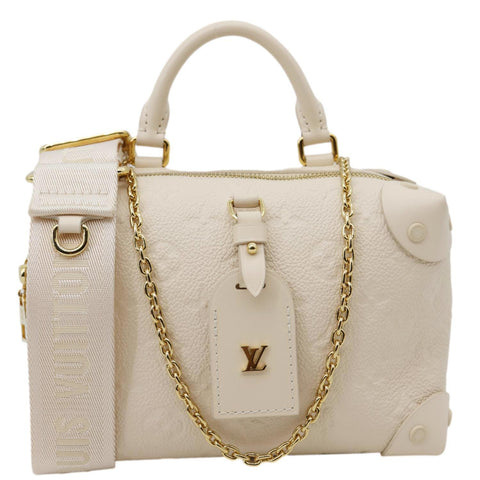 LOUIS VUITTON Petite Malle Souple Monogram Empreinte Leather Shoulder Bag Off White