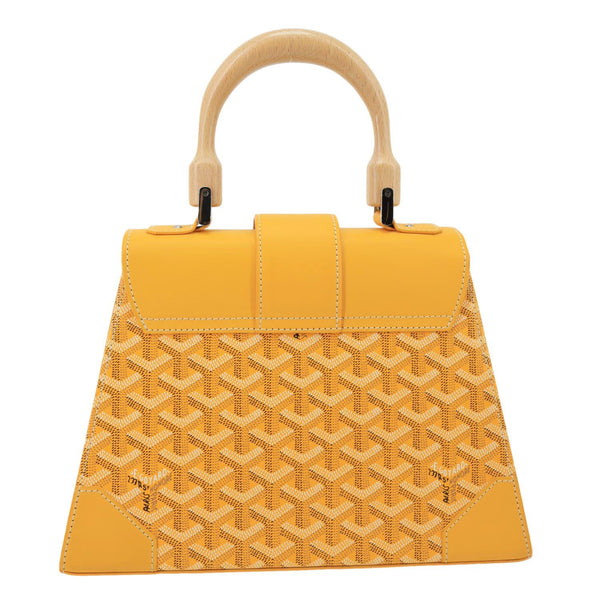 GOYARD Saigon PM Chevron Print Coated Canvas Top Handle Shoulder Bag Yellow