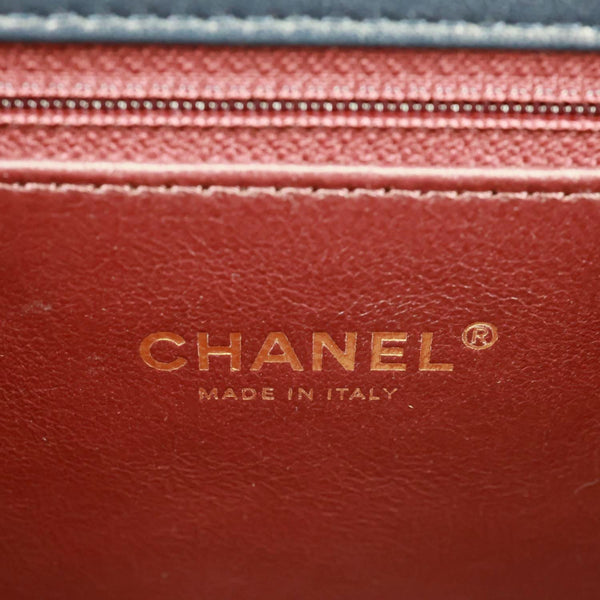 CHANEL Collar and Tie Flap Mini Chevron Sheepskin Leather Crossbody Bag Navy Blue