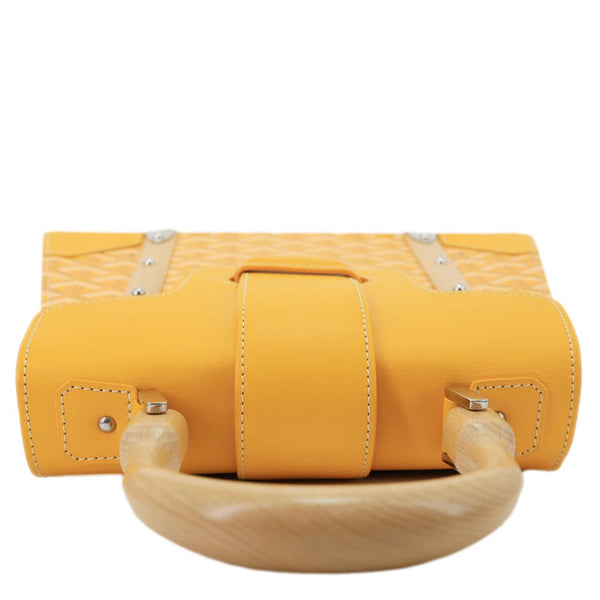 GOYARD Saigon PM Chevron Print Coated Canvas Top Handle Shoulder Bag Yellow