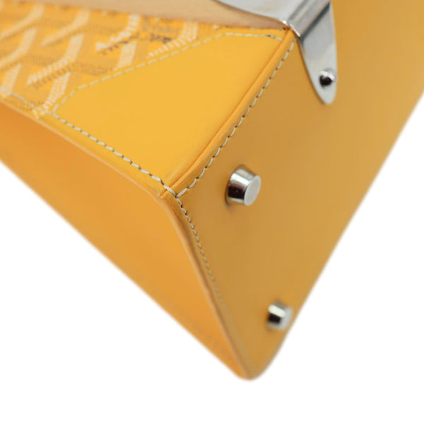 GOYARD Saigon PM Chevron Print Coated Canvas Top Handle Shoulder Bag Yellow