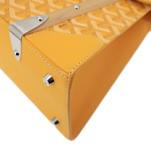 GOYARD Saigon PM Chevron Print Coated Canvas Top Handle Shoulder Bag Yellow