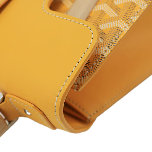 GOYARD Saigon PM Chevron Print Coated Canvas Top Handle Shoulder Bag Yellow
