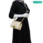 CHANEL Boy Flap Small Quilted Caviar Leather Chain Shoulder Bag Cream