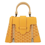GOYARD Saigon PM Chevron Print Coated Canvas Top Handle Shoulder Bag Yellow
