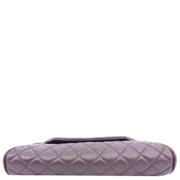 CHANEL Fold Up Again Quilted Lambskin Leather Clutch Purple
