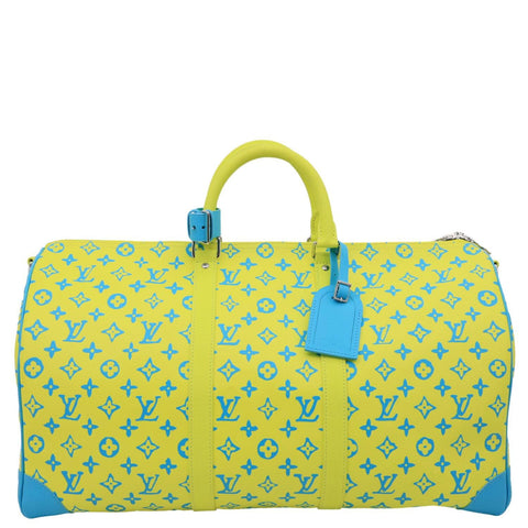 LOUIS VUITTON Playground Keepall 50 Bandouliere Monogram Canvas Travel Bag Neon Yellow