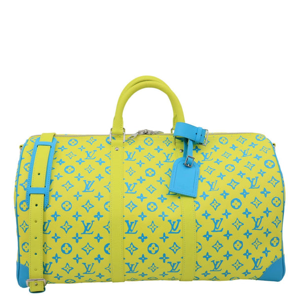 LOUIS VUITTON Playground Keepall 50 Bandouliere Monogram Canvas Travel Bag Neon Yellow