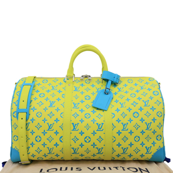 LOUIS VUITTON Playground Keepall 50 Bandouliere Monogram Canvas Travel Bag Neon Yellow