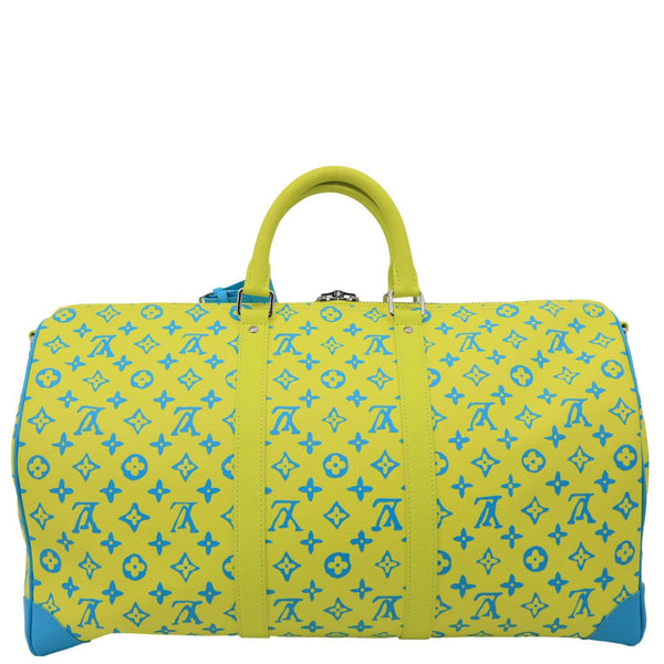 LOUIS VUITTON Playground Keepall 50 Bandouliere Monogram Canvas Travel Bag Neon Yellow