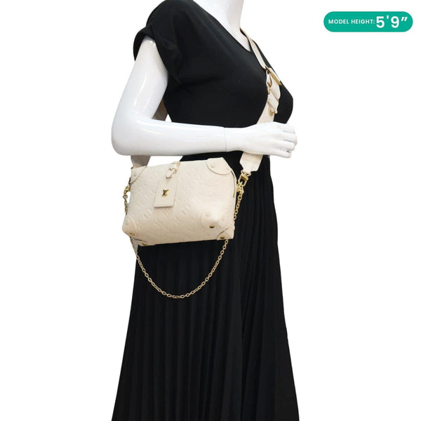 LOUIS VUITTON Petite Malle Souple Monogram Empreinte Leather Shoulder Bag Off White