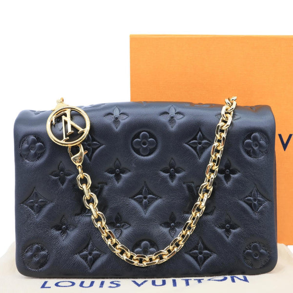LOUIS VUITTON Coussin Monogram Embossed Pochette Crossbody Bag Black