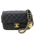 CHANEL Chain Soul Flap Quilted Caviar Leather Crossbody Bag Black