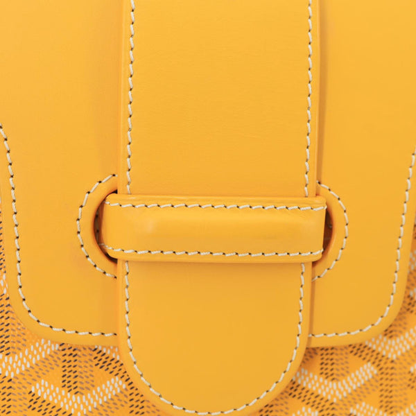 GOYARD Saigon PM Chevron Print Coated Canvas Top Handle Shoulder Bag Yellow
