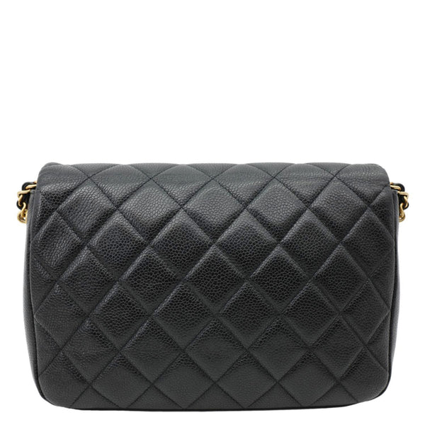 CHANEL Chain Soul Flap Quilted Caviar Leather Crossbody Bag Black