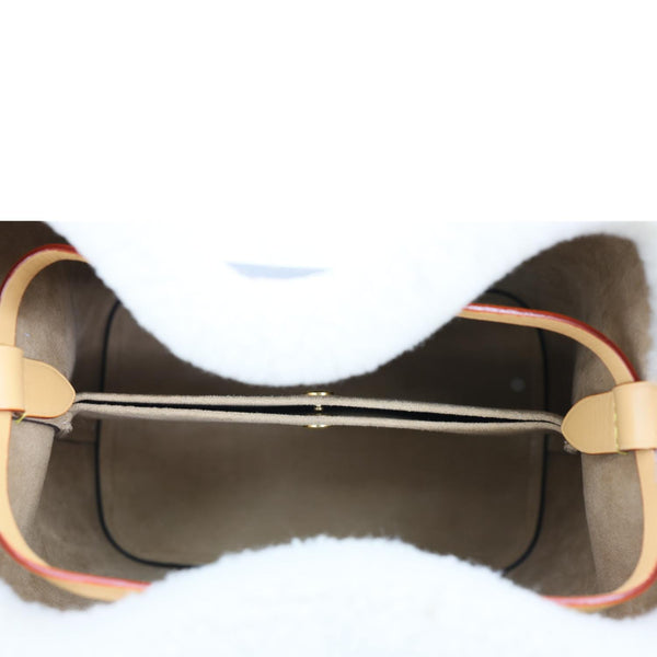 LOUIS VUITTON Neonoe BB Monogram Shearling Trimmed Bucket Bag Brown