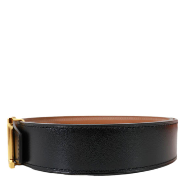 HERMES Constance H Buckle Reversible Leather Belt Black Size 80