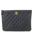 CHANEL Classic O-Case Quilted Leather Pouch Black