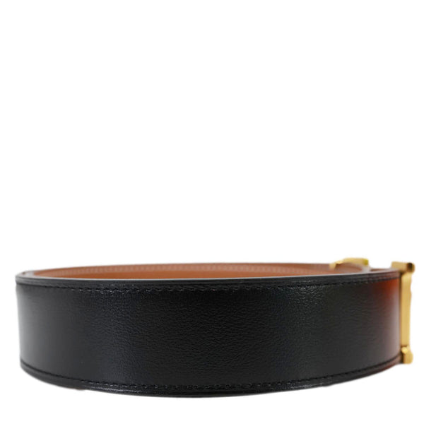 HERMES Constance H Buckle Reversible Leather Belt Black Size 80