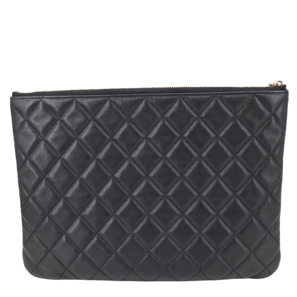 CHANEL Classic O-Case Quilted Leather Pouch Black