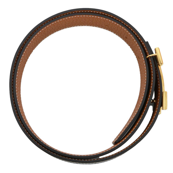 HERMES Constance H Buckle Reversible Leather Belt Black Size 80