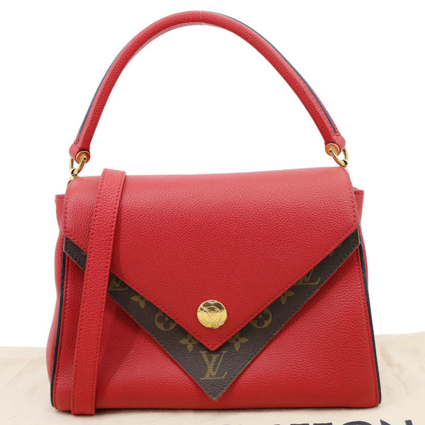 LOUIS VUITTON Double V Grained Leather Monogram Shoulder Bag Rubis