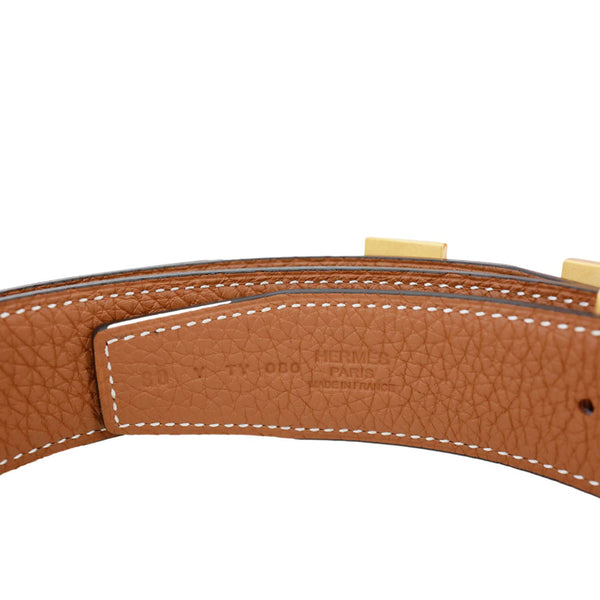 HERMES Constance H Buckle Reversible Leather Belt Black Size 80