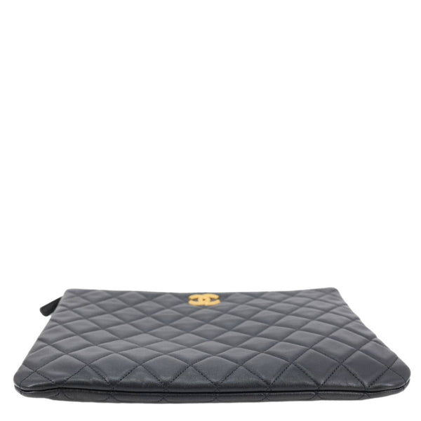 CHANEL Classic O-Case Quilted Leather Pouch Black
