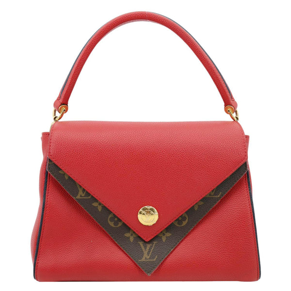 LOUIS VUITTON Double V Grained Leather Monogram Shoulder Bag Rubis