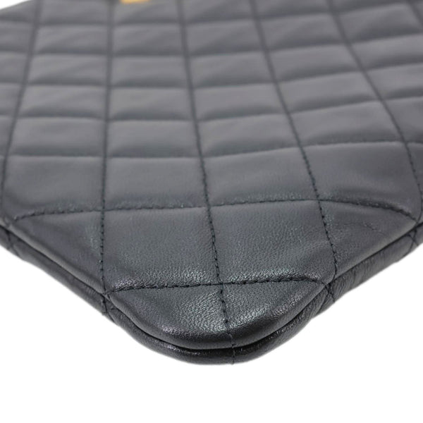 CHANEL Classic O-Case Quilted Leather Pouch Black
