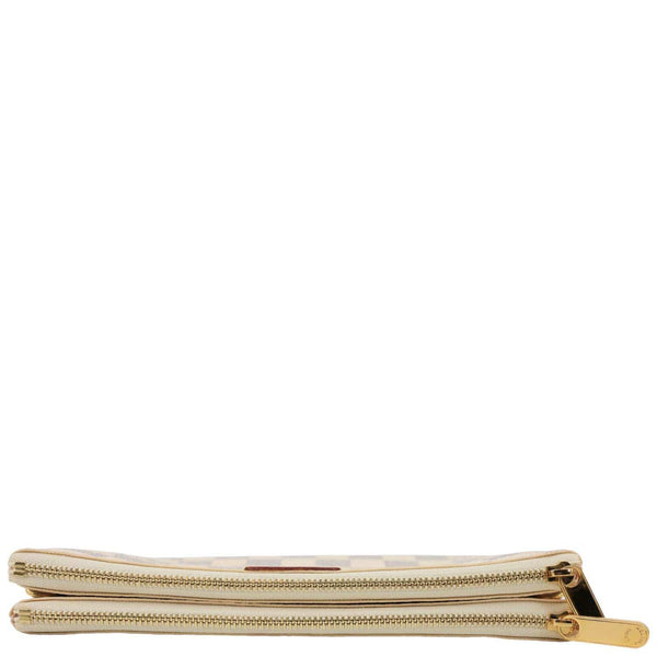 LOUIS VUITTON Double Zip Pochette Damier Azur Crossbody Bag Rose Ballerine