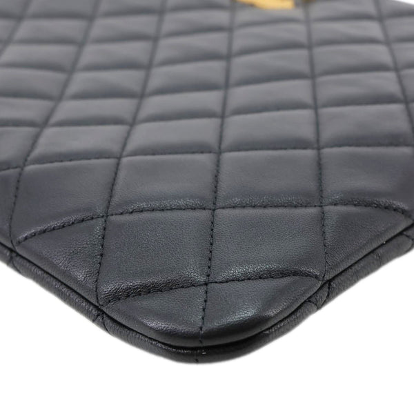 CHANEL Classic O-Case Quilted Leather Pouch Black