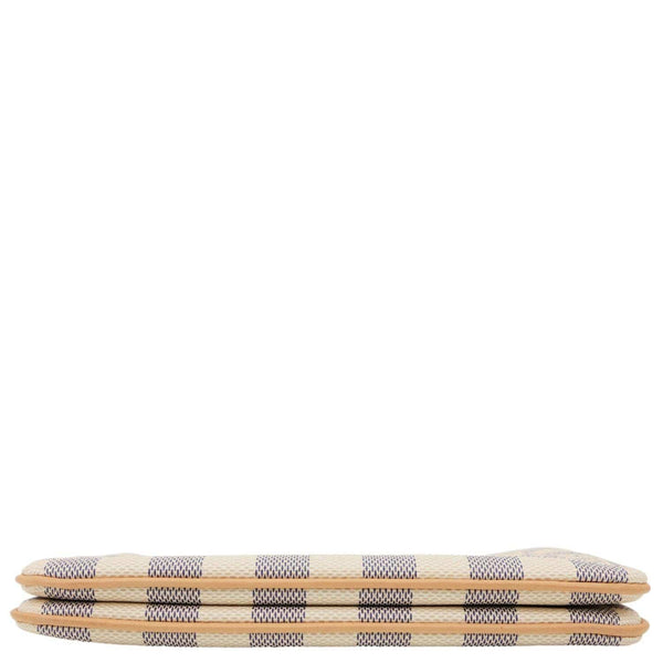 LOUIS VUITTON Double Zip Pochette Damier Azur Crossbody Bag Rose Ballerine