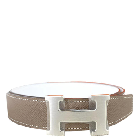 HERMES Constance H Buckle Epsom Leather Belt Etoupe Size 80