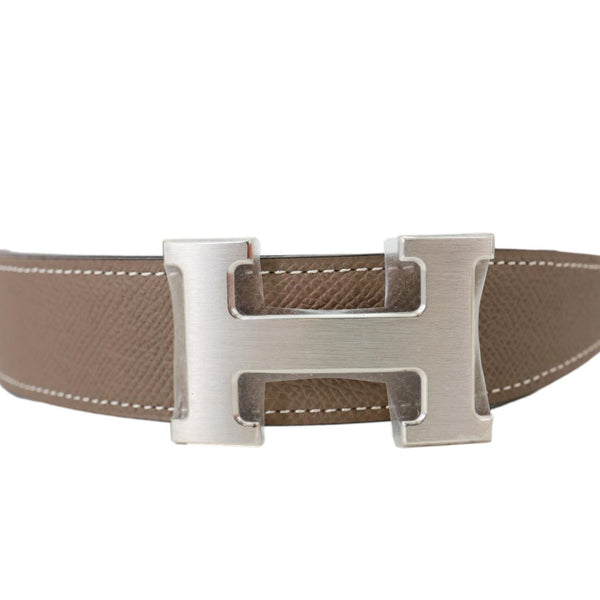 HERMES Constance H Buckle Epsom Leather Belt Etoupe Size 80