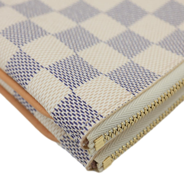 LOUIS VUITTON Double Zip Pochette Damier Azur Crossbody Bag Rose Ballerine