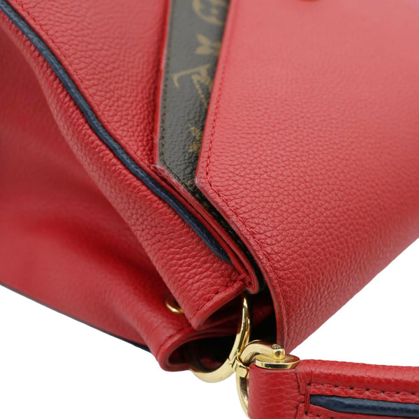 LOUIS VUITTON Double V Grained Leather Monogram Shoulder Bag Rubis