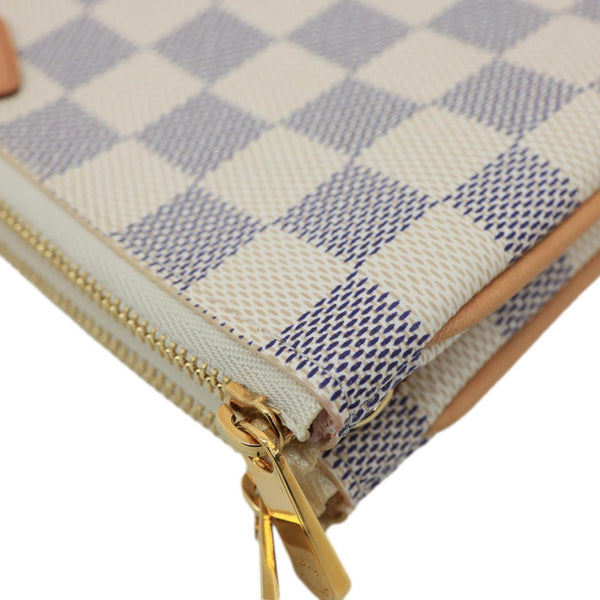 LOUIS VUITTON Double Zip Pochette Damier Azur Crossbody Bag Rose Ballerine