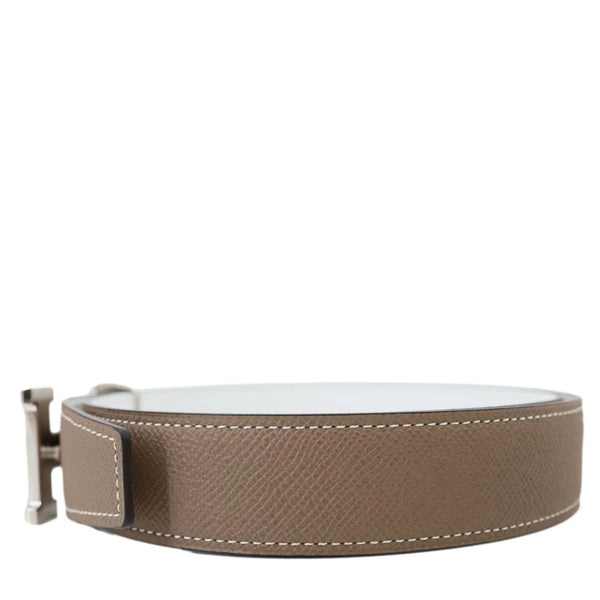 HERMES Constance H Buckle Epsom Leather Belt Etoupe Size 80